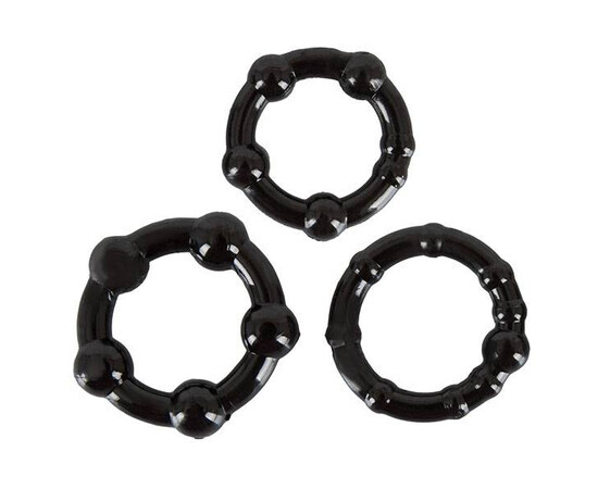 Set of ribbed penis rings "Get Hard" Black reviews and discounts sex shop