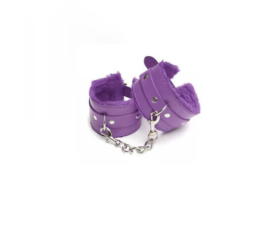 Leather handcuffs with fluff purple reviews and discounts sex shop